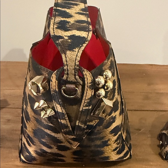 NWT Louboutin Cabachic Crepe Satin Pony Kitty Calf Leopard Print Luxury Tote. - Picture 6 of 8